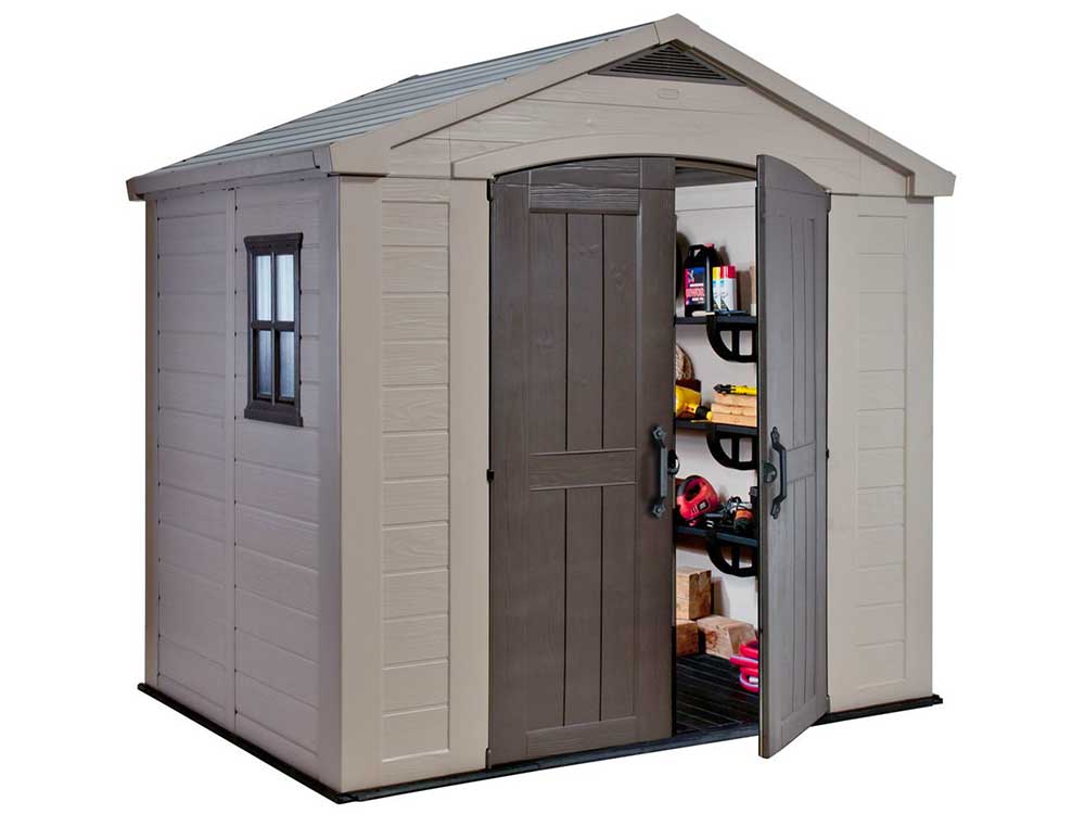 Сарай (хозблок) пластиковый Keter FACTOR 8x6 габариты 182 х 256,5 см с двускатной крышей для дачи или загородного дома