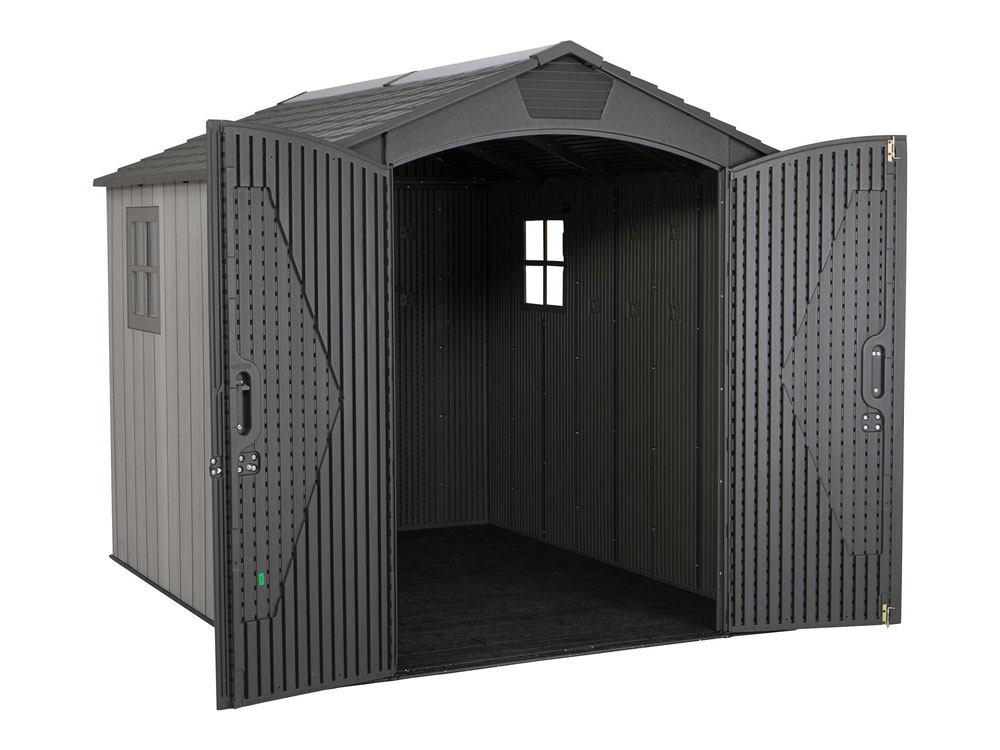 Дачный хозблок (сарай) WOODLOOK 7x9,5 60310 габариты 283,5 х 218,5 см из пластика, с двускатной крышей, для загородного дома