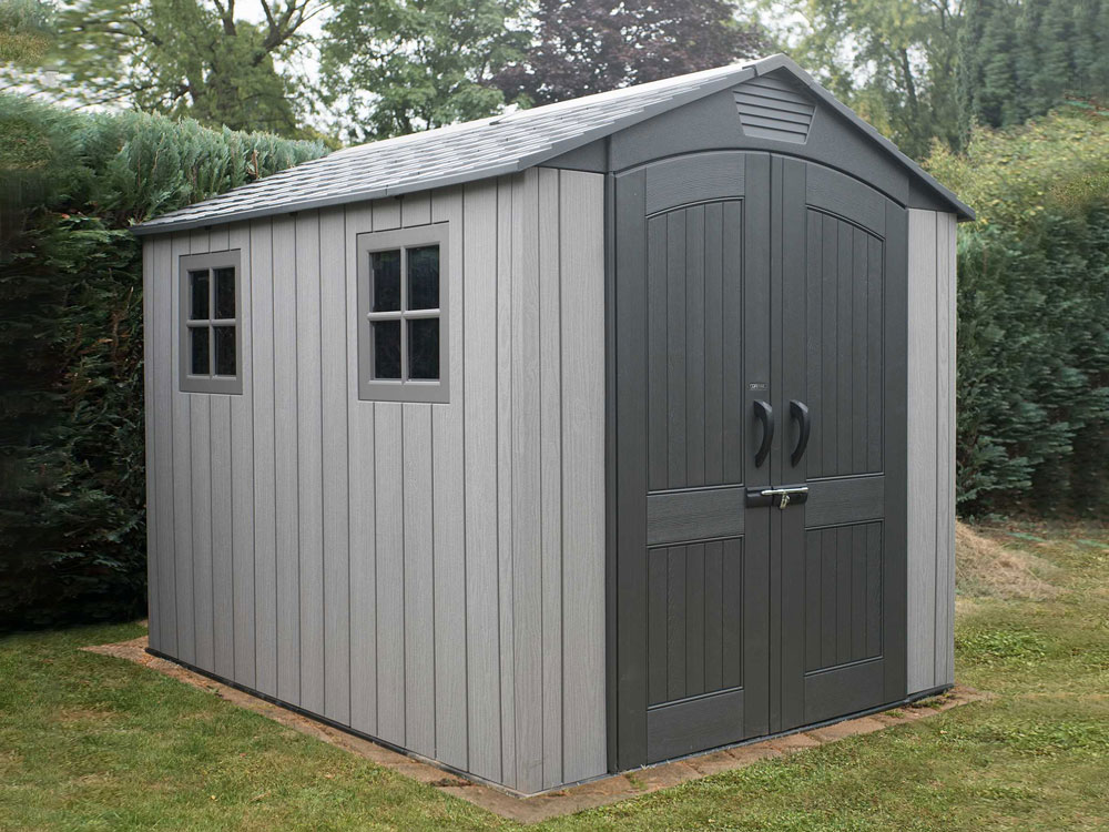 Дачный хозблок (сарай) WOODLOOK 7x9,5 60310 габариты 283,5 х 218,5 см из пластика, с двускатной крышей, для загородного дома