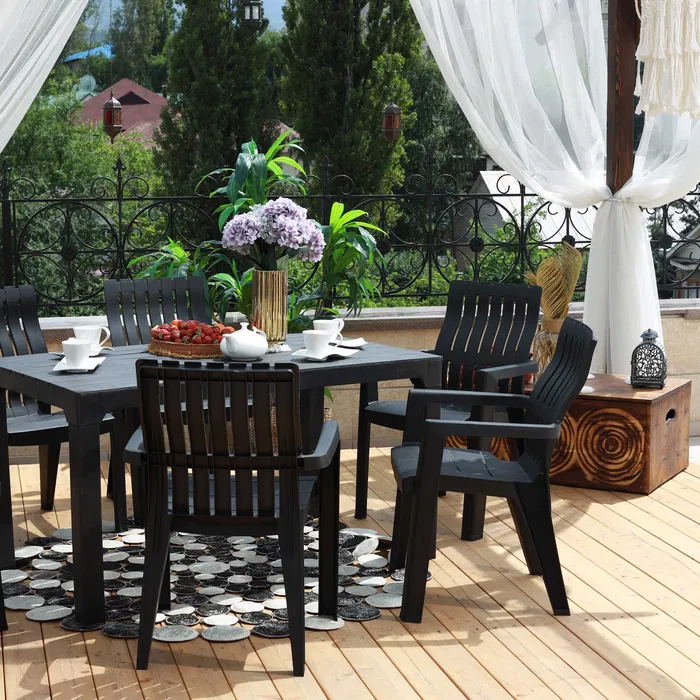 Стул садовый с подлокотниками Rattan CHICAGO из пластика