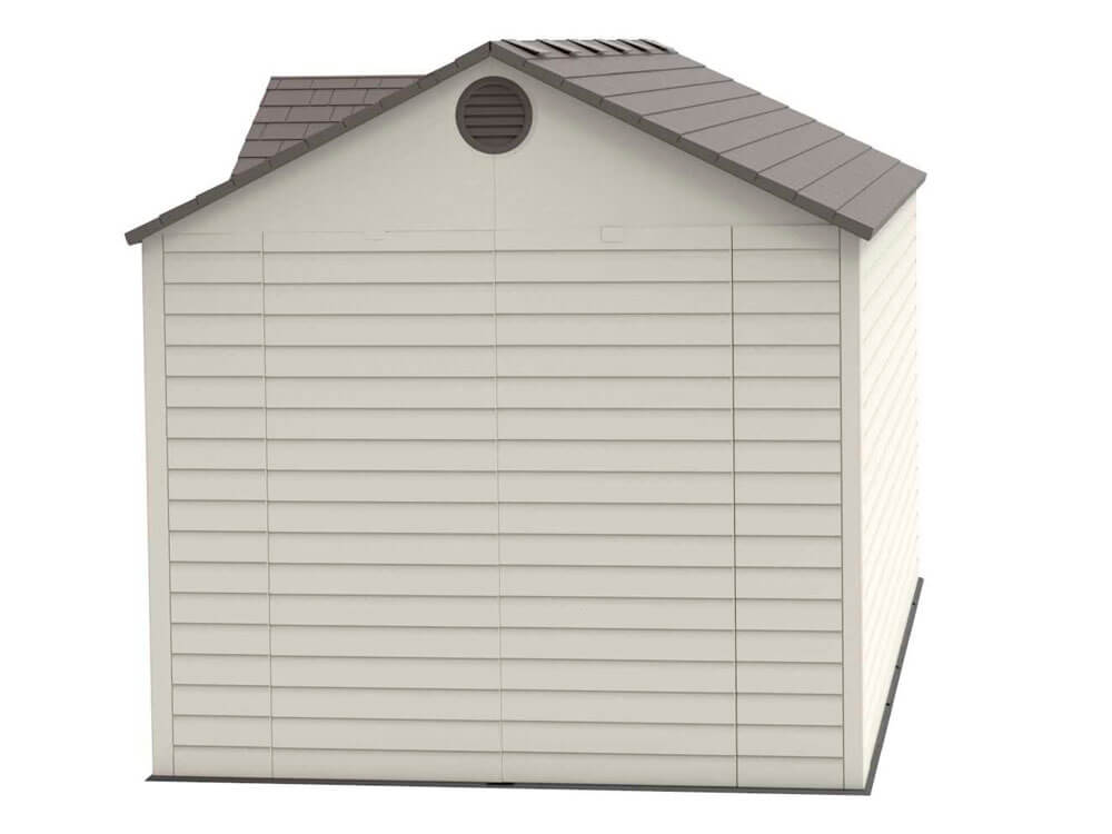 Сарай (хозблок) пластиковый LifeTime 15x8 DD 60079 габариты 239 х 452 см с двускатной крышей для дачи или загородного дома
