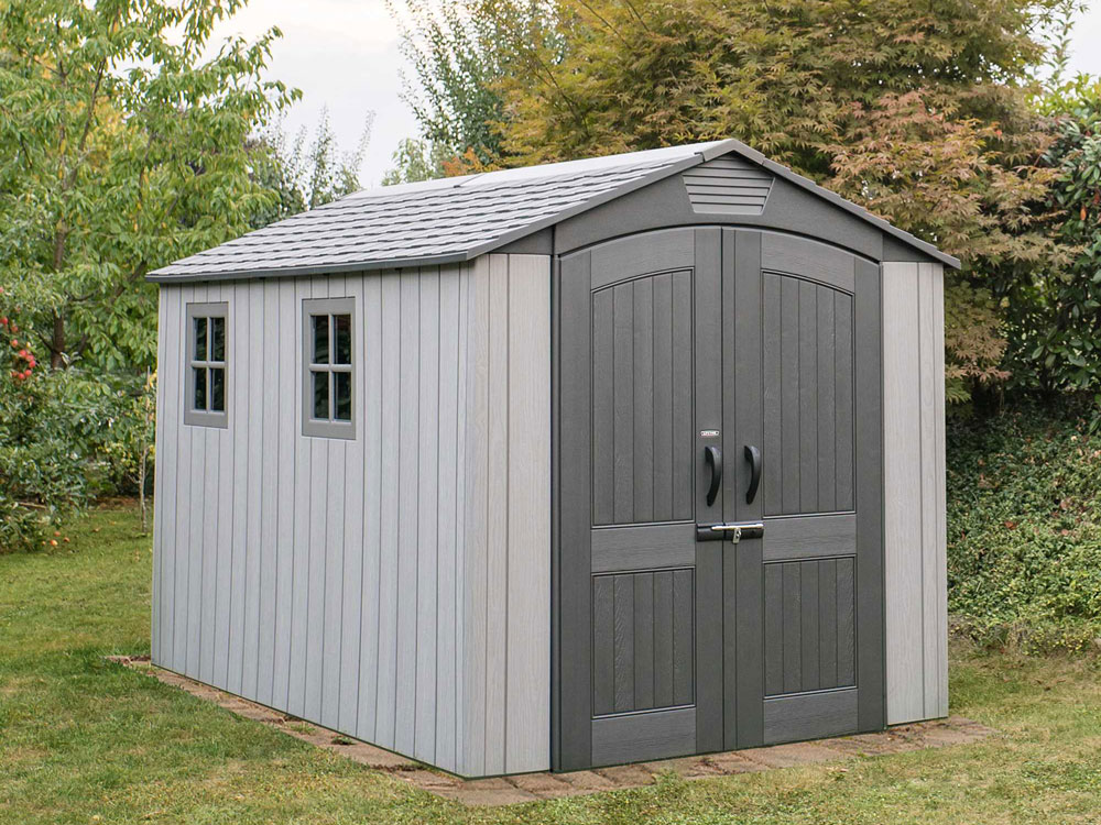 Сарай (хозблок) для дачи WOODLOOK 7х12 60311 габариты 356 х 213 см из пластика, с двускатной крышей, для загородного дома